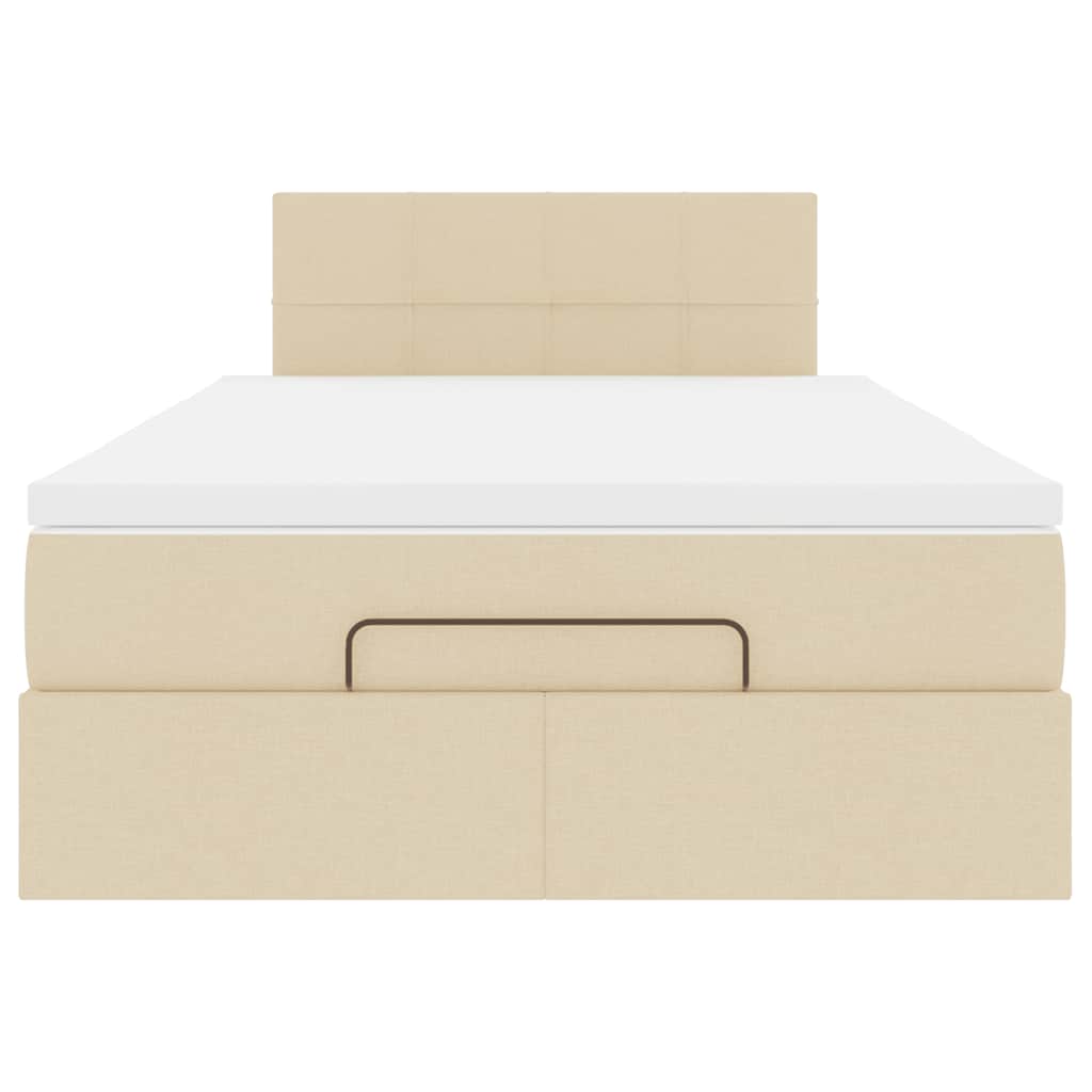 Struttura Letto Pouf con Materasso Crema 120x200 cm in Tessuto | homemem39