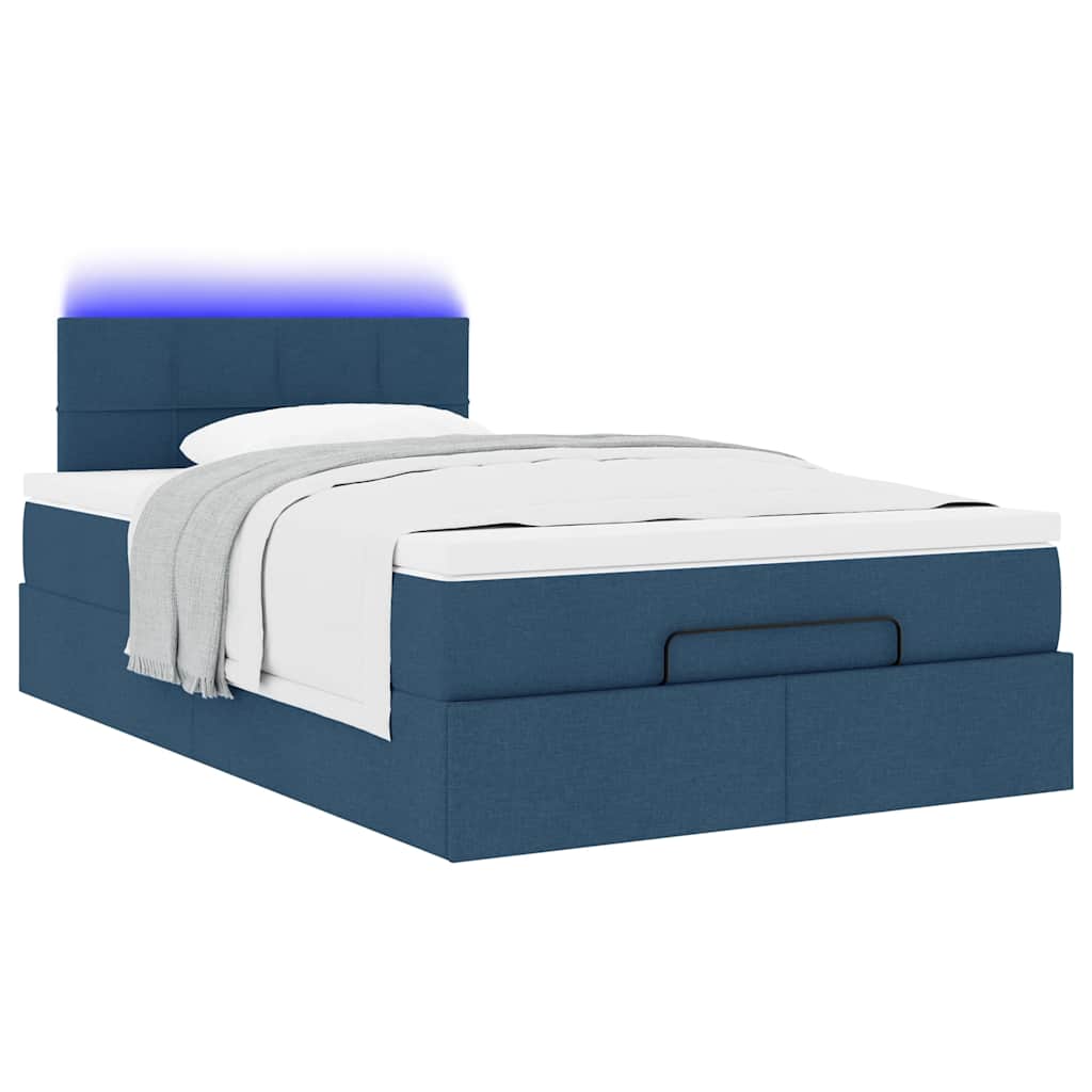 Pouf Letto con Materasso e LED Blu 120x200 cm in Tessuto | homemem39