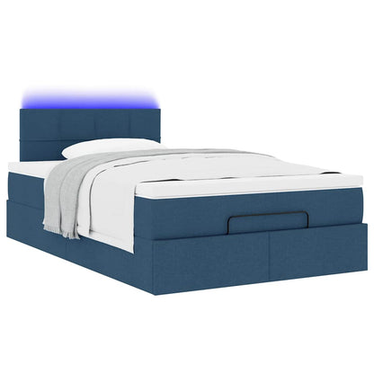 Pouf Letto con Materasso e LED Blu 120x200 cm in Tessuto | homemem39