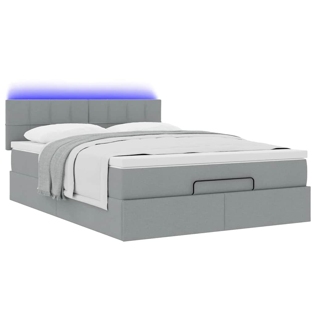 Pouf Letto con Materasso e LED Grigio Chiaro 140x190 cm | homemem39