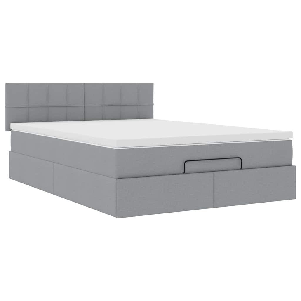 Pouf Letto con Materasso e LED Grigio Chiaro 140x190 cm | homemem39