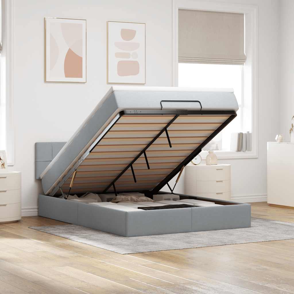 Pouf Letto con Materasso e LED Grigio Chiaro 140x190 cm | homemem39