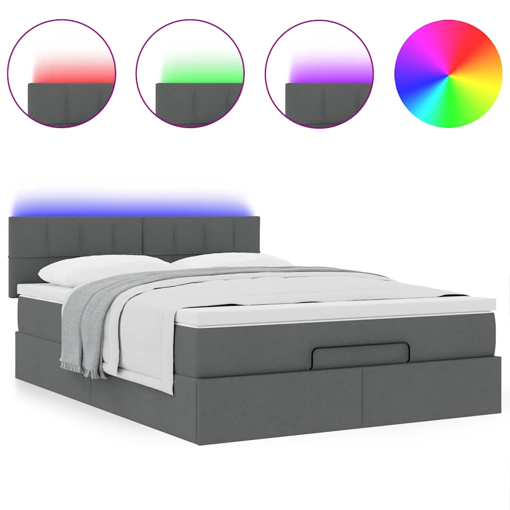 Pouf Letto con Materasso e LED Grigio Scuro 140x190 cm | homemem39