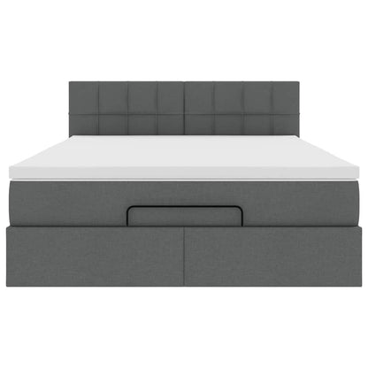Pouf Letto con Materasso e LED Grigio Scuro 140x190 cm | homemem39