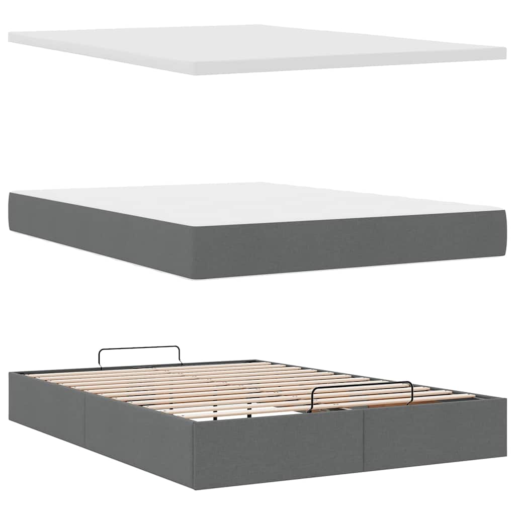 Pouf Letto con Materasso e LED Grigio Scuro 140x190 cm | homemem39