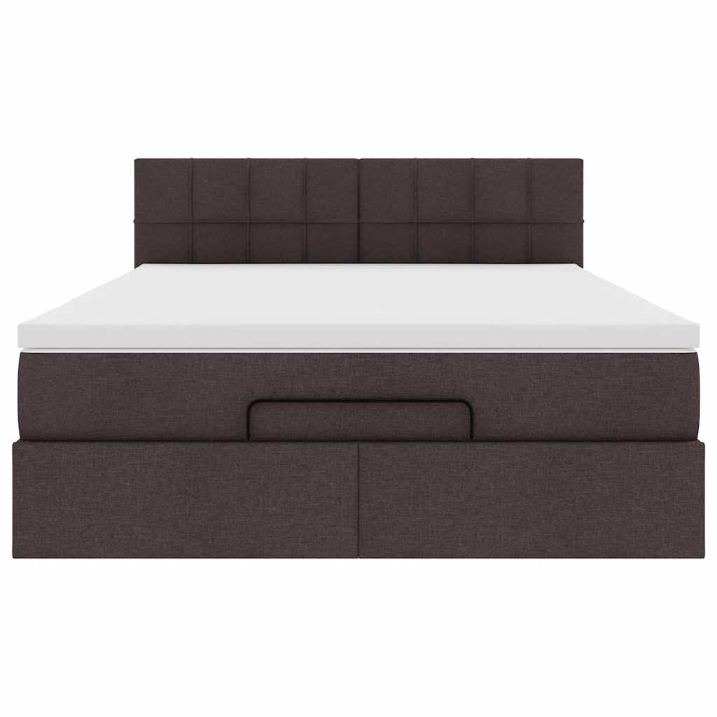 Pouf Letto con Materasso e LED Marrone Scuro 140x190 cm | homemem39