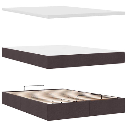 Pouf Letto con Materasso e LED Marrone Scuro 140x190 cm | homemem39