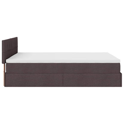 Pouf Letto con Materasso e LED Marrone Scuro 140x190 cm | homemem39