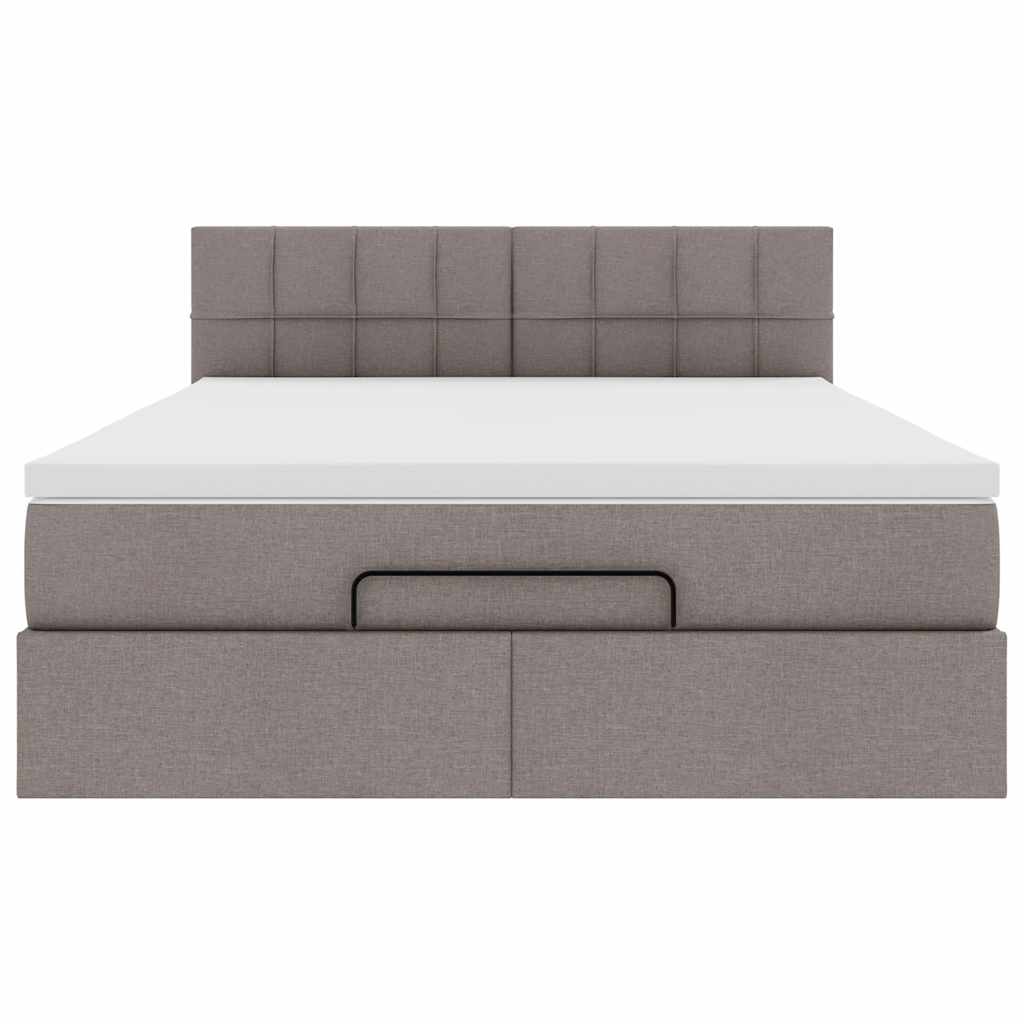 Pouf Letto con Materasso e LED Tortora 140x190 cm in Tessuto | homemem39