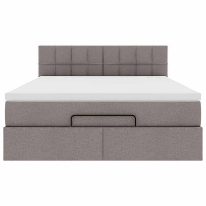 Pouf Letto con Materasso e LED Tortora 140x190 cm in Tessuto | homemem39