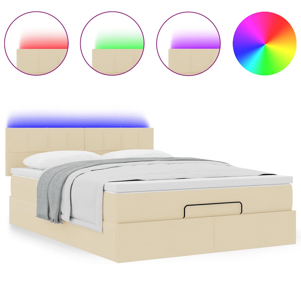 Pouf Letto con Materasso e LED Crema 140x190 cm | homemem39