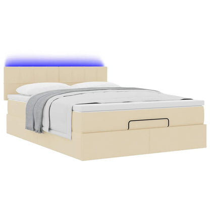 Pouf Letto con Materasso e LED Crema 140x190 cm | homemem39