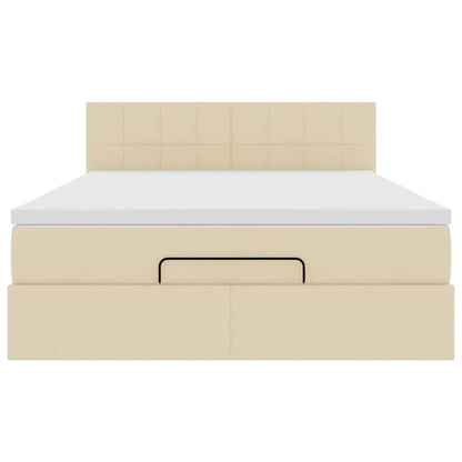 Pouf Letto con Materasso e LED Crema 140x190 cm