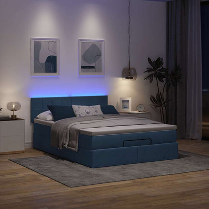 Pouf Letto con Materasso e LED Blu 140x190 cm | homemem39