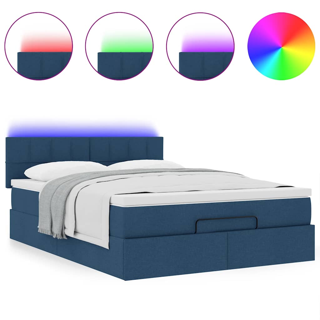 Pouf Letto con Materasso e LED Blu 140x190 cm | homemem39