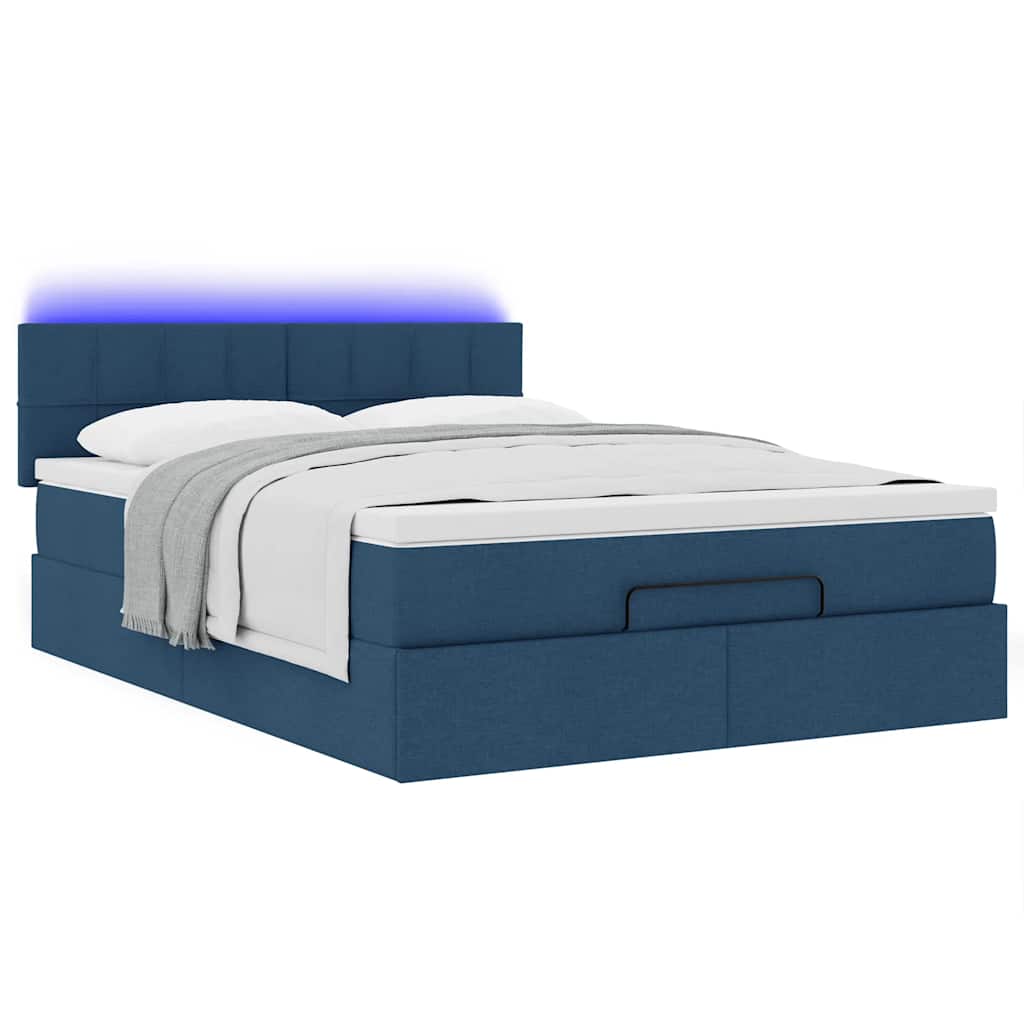 Pouf Letto con Materasso e LED Blu 140x190 cm | homemem39