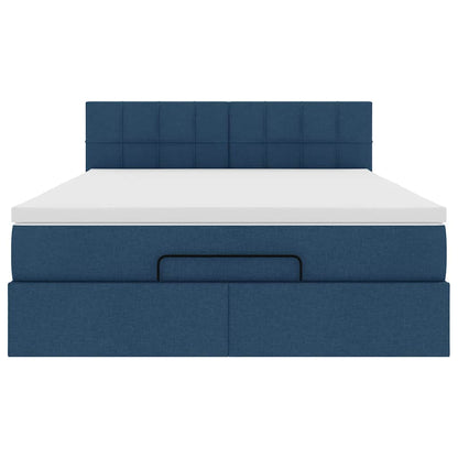 Pouf Letto con Materasso e LED Blu 140x190 cm
