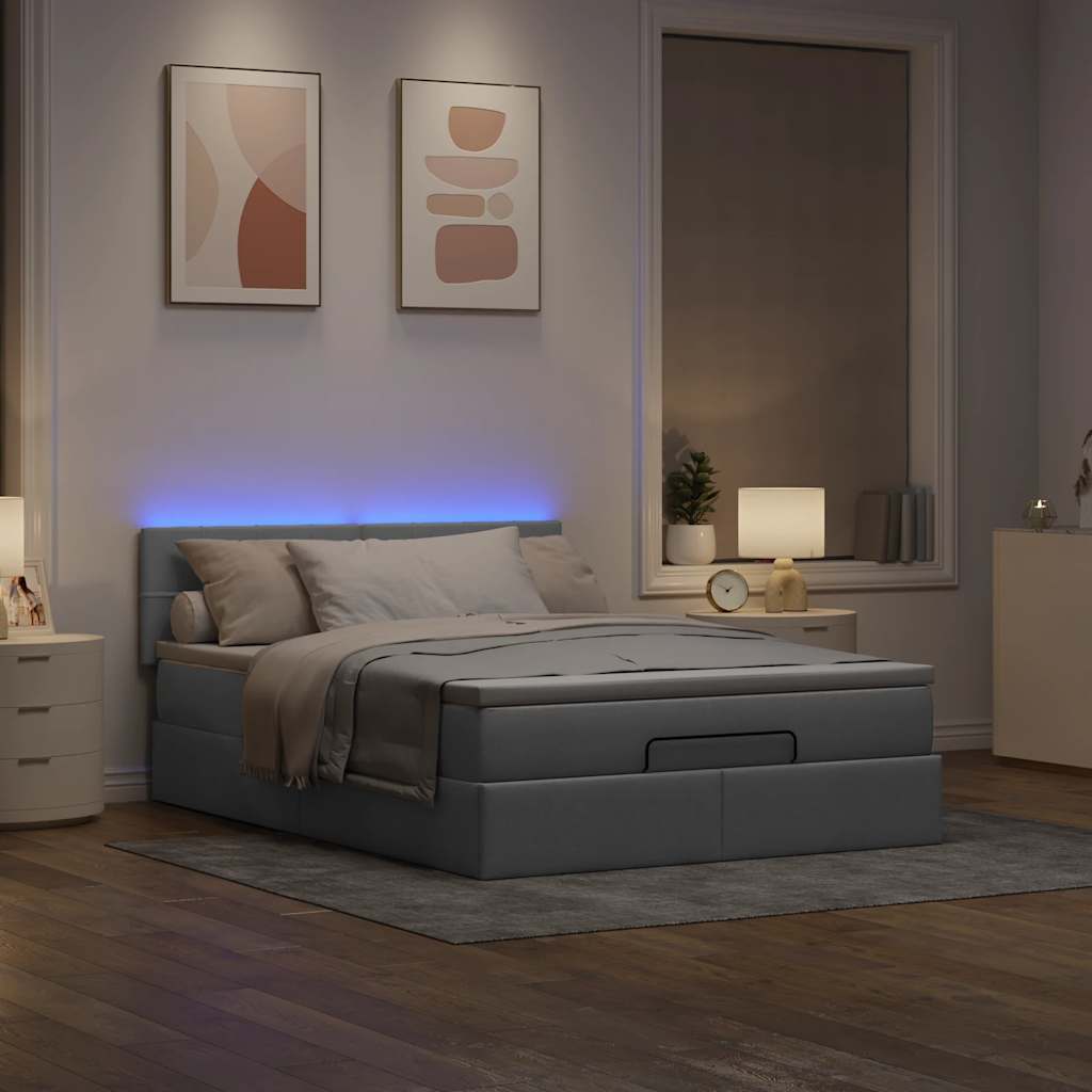 Struttura Letto Pouf con Materasso 140x200 cm in Tessuto | homemem39
