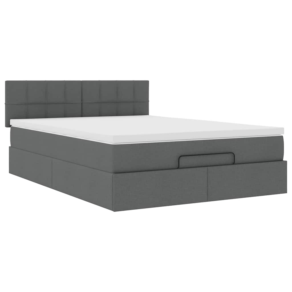 Pouf Letto con Materasso e LED Grigio Scuro 140x200 cm