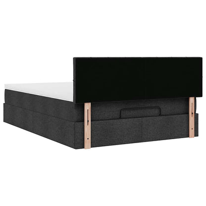 Pouf Letto con Materasso e LED Nero 140x200 cm in Tessuto