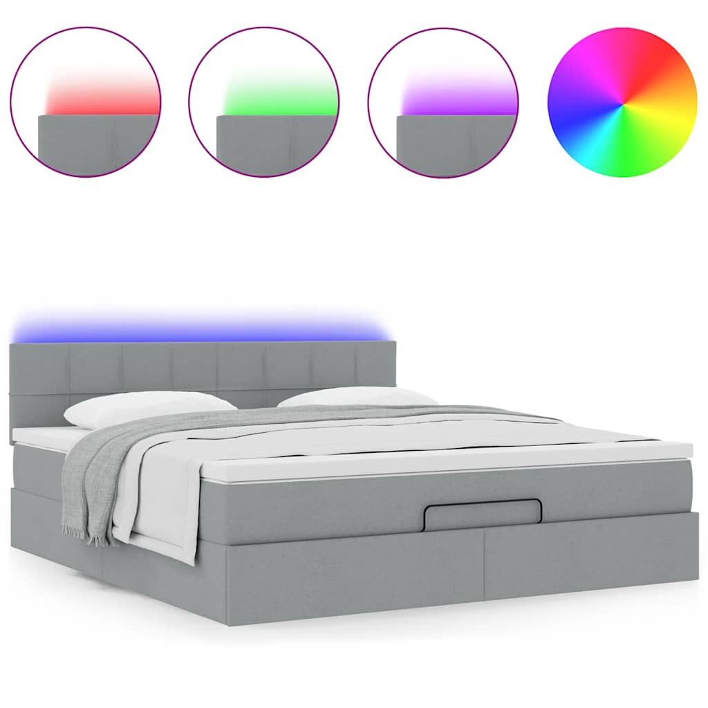 Pouf Letto con Materasso Grigio Chiaro 160x200 cm in Tessuto | homemem39
