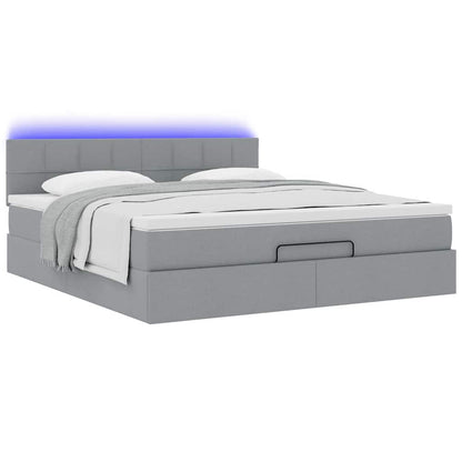 Pouf Letto con Materasso Grigio Chiaro 160x200 cm in Tessuto | homemem39