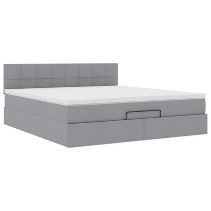 Pouf Letto con Materasso Grigio Chiaro 160x200 cm in Tessuto | homemem39