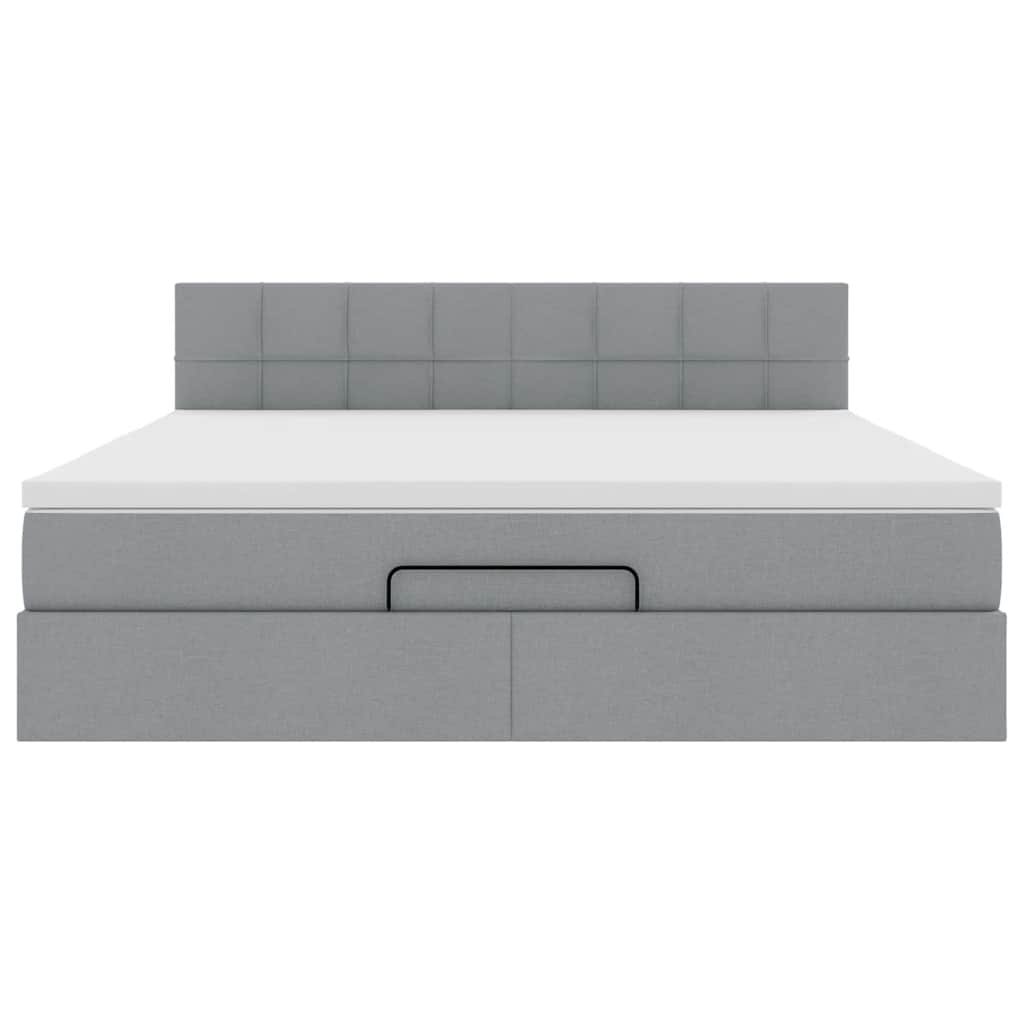 Pouf Letto con Materasso Grigio Chiaro 160x200 cm in Tessuto | homemem39