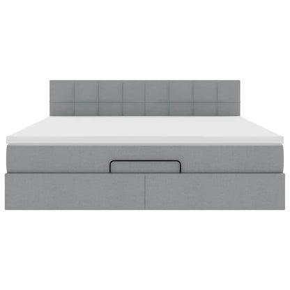 Pouf Letto con Materasso Grigio Chiaro 160x200 cm in Tessuto | homemem39