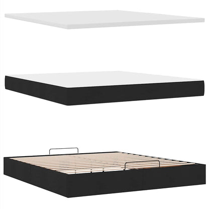 Struttura Letto Pouf con Materasso Nero 160x200 cm in Tessuto | homemem39