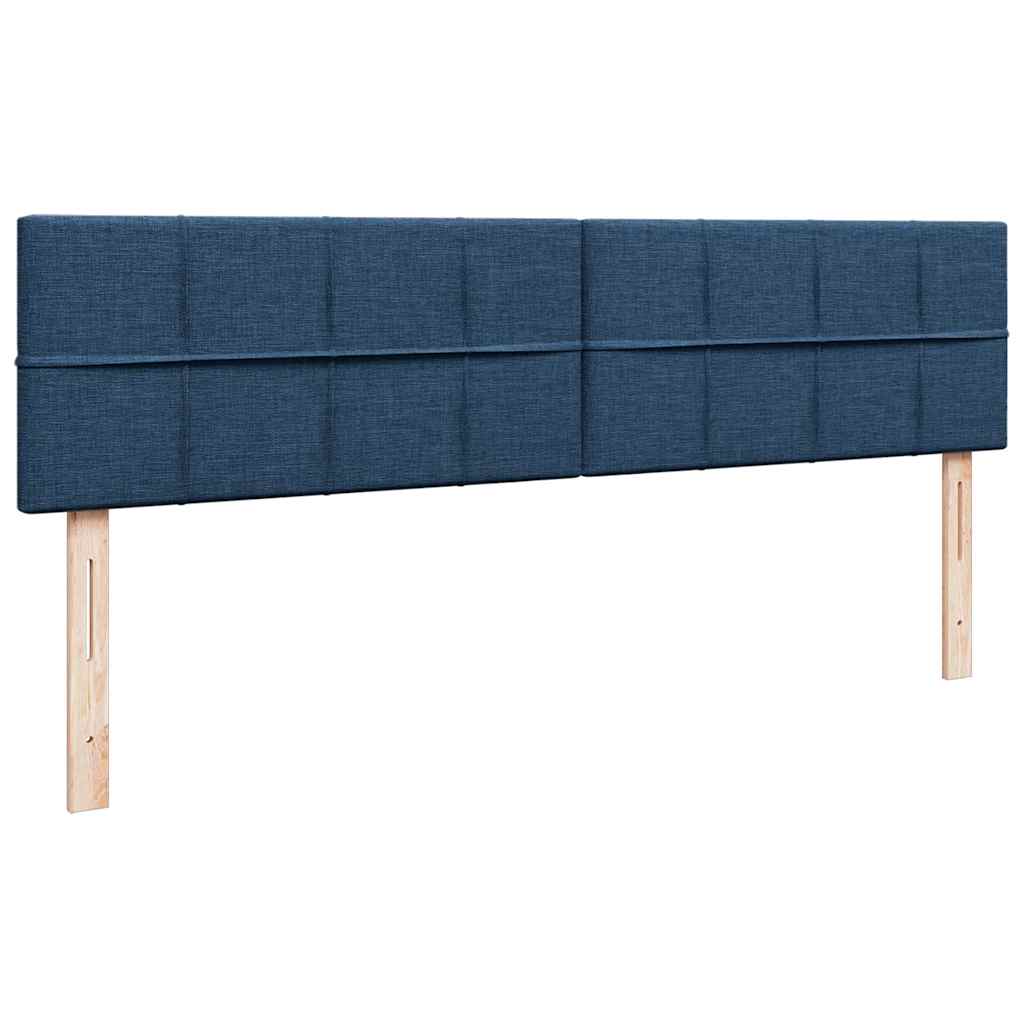 Struttura Letto Pouf con Materasso Blu 160x200 cm in Tessuto