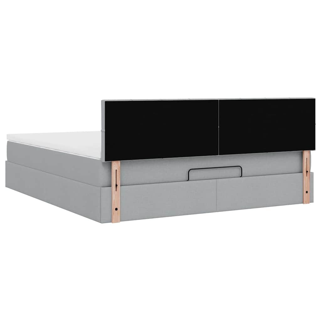 Pouf Letto con Materasso e LED Grigio Chiaro 180x200cm Tessuto