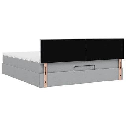Pouf Letto con Materasso e LED Grigio Chiaro 180x200cm Tessuto