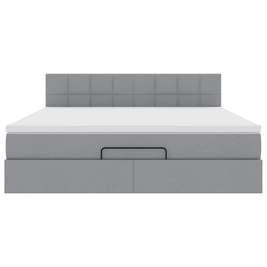 Pouf Letto con Materasso e LED Grigio Chiaro 180x200cm Tessuto