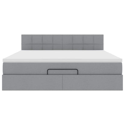 Pouf Letto con Materasso e LED Grigio Chiaro 180x200cm Tessuto