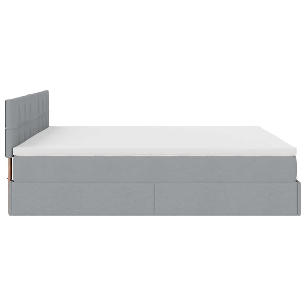 Pouf Letto con Materasso e LED Grigio Chiaro 180x200cm Tessuto