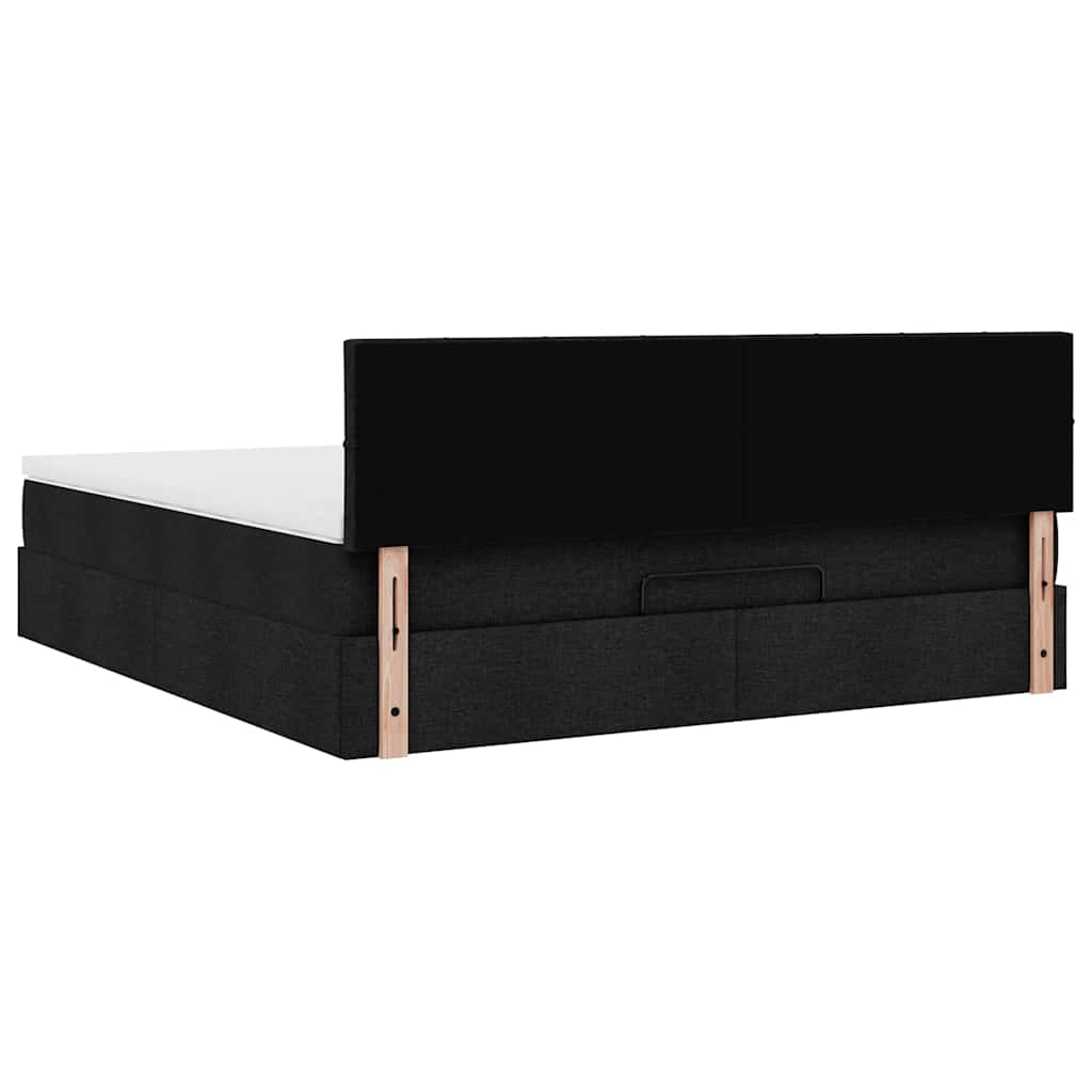 Pouf Letto con Materasso e LED Nero 180x200cm Tessuto