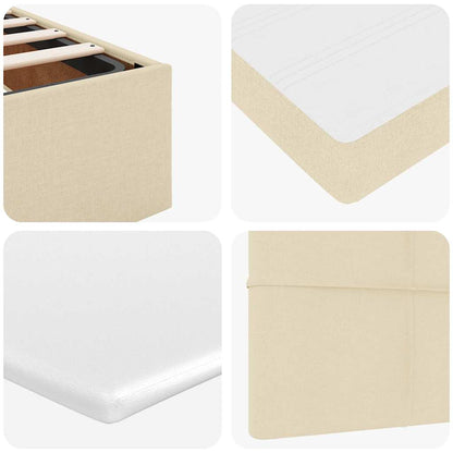 Pouf Letto con Materasso e LED Crema 180x200cm in Tessuto
