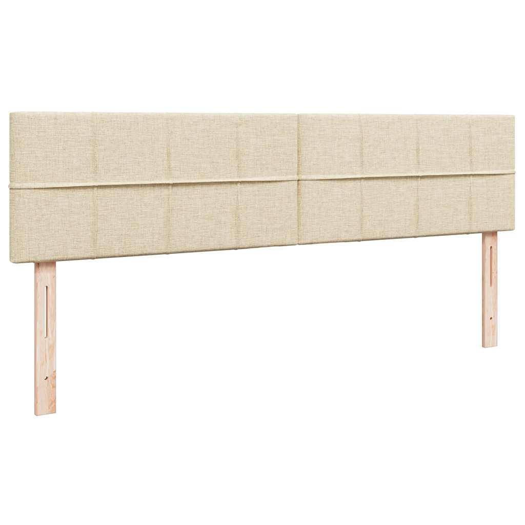 Pouf Letto con Materasso e LED Crema 180x200cm in Tessuto