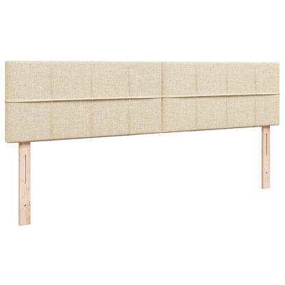 Pouf Letto con Materasso e LED Crema 180x200cm in Tessuto