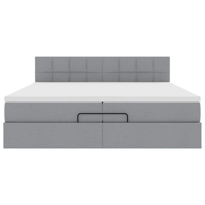 Struttura Letto Pouf con Materassi 200x200 cm in Tessuto | homemem39
