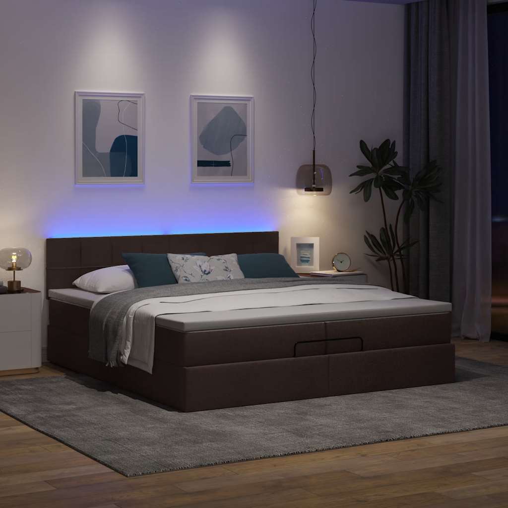 Struttura Letto Pouf con Materassi 200x200 cm in Tessuto | homemem39