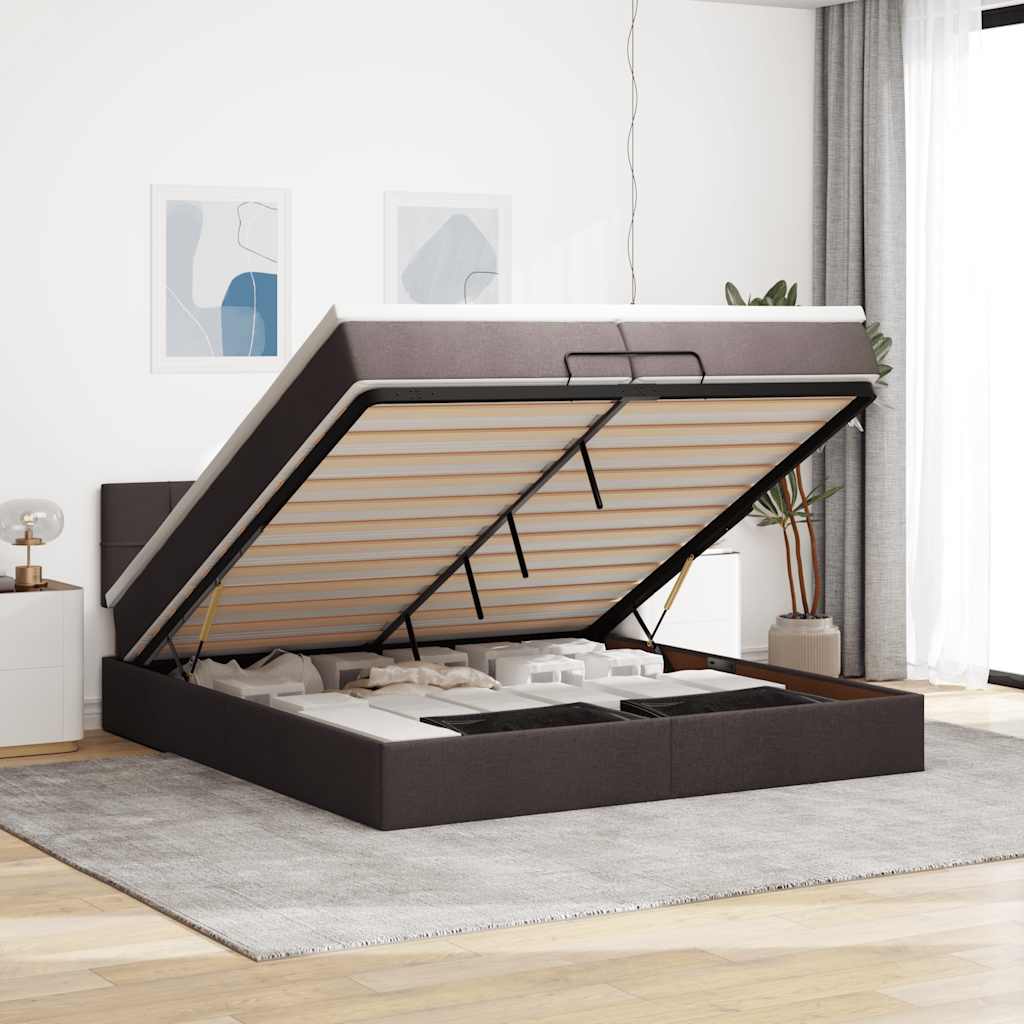 Struttura Letto Pouf con Materassi 200x200 cm in Tessuto | homemem39