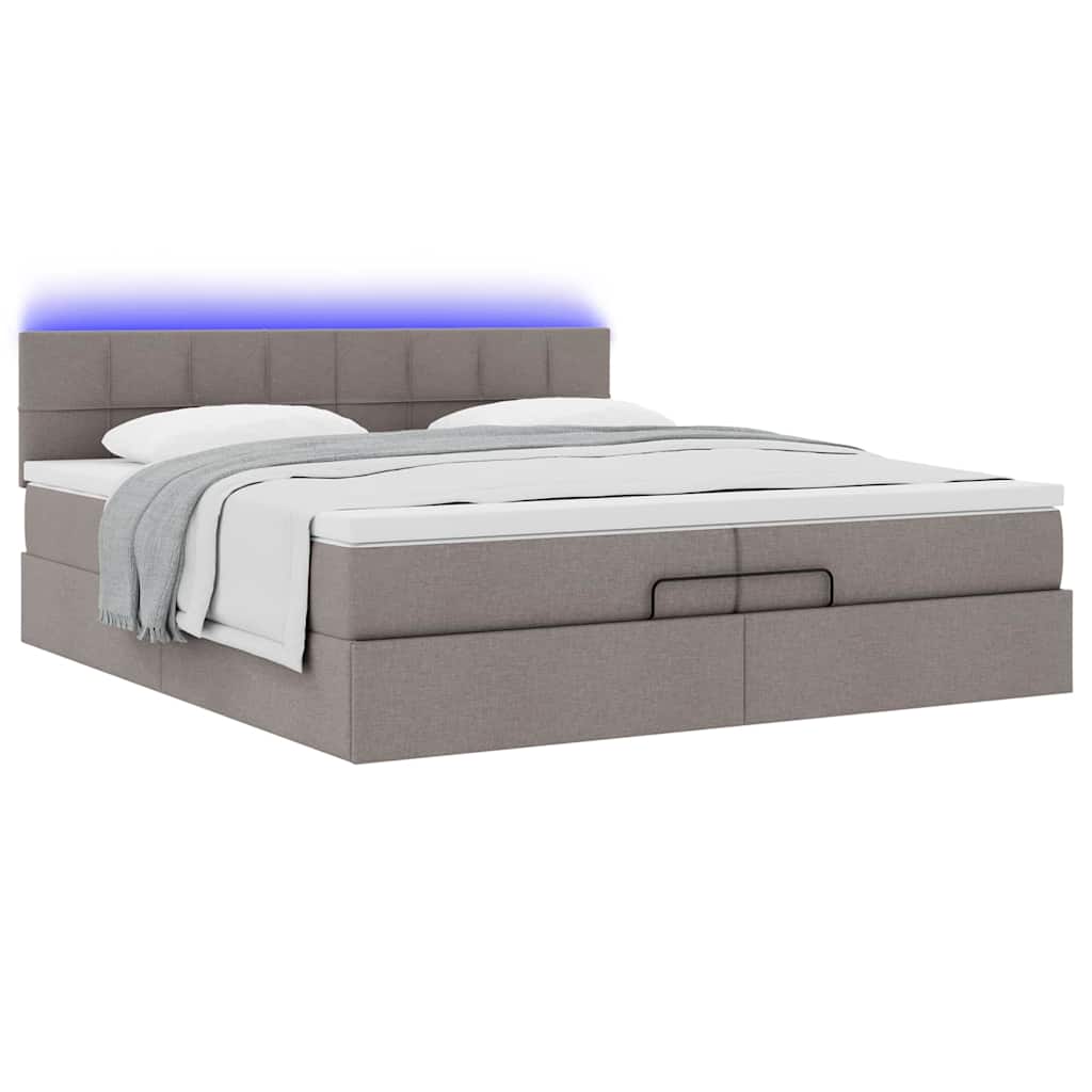 Struttura Letto Pouf con Materassi Tortora 200x200 cm Tessuto | homemem39