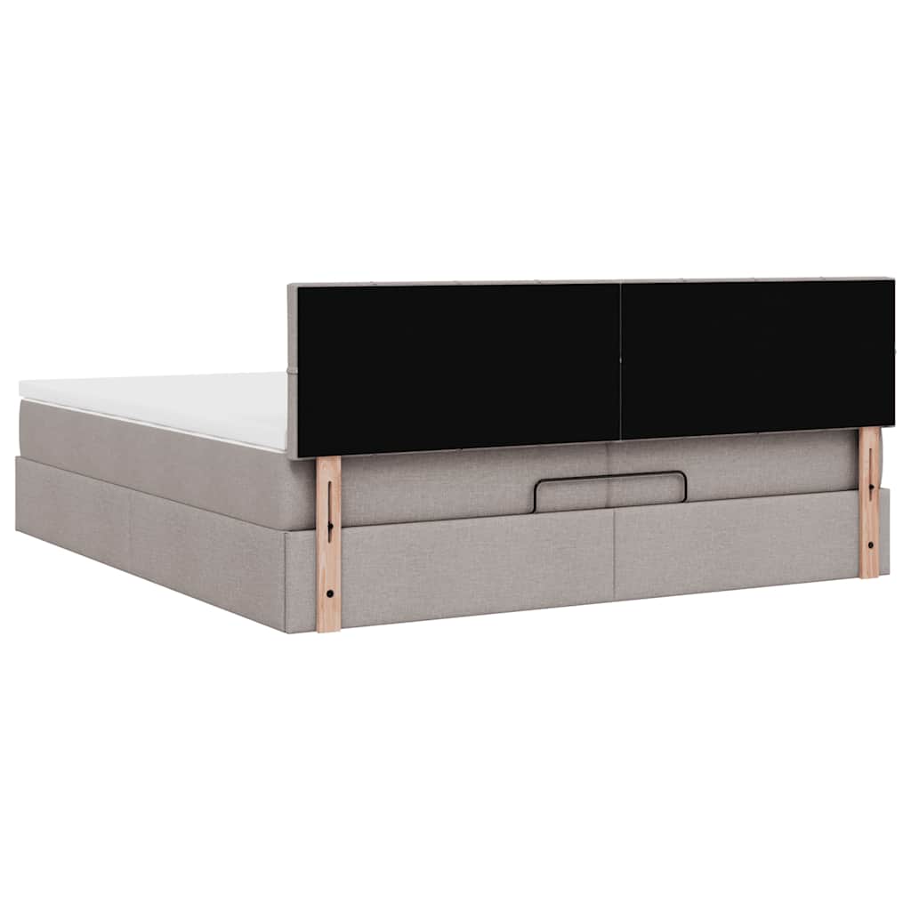 Struttura Letto Pouf con Materassi Tortora 200x200 cm Tessuto | homemem39