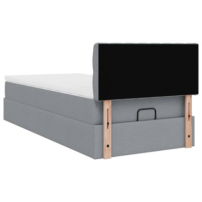 Pouf Letto con Materasso e LED Grigio Chiaro 80x200cm Tessuto