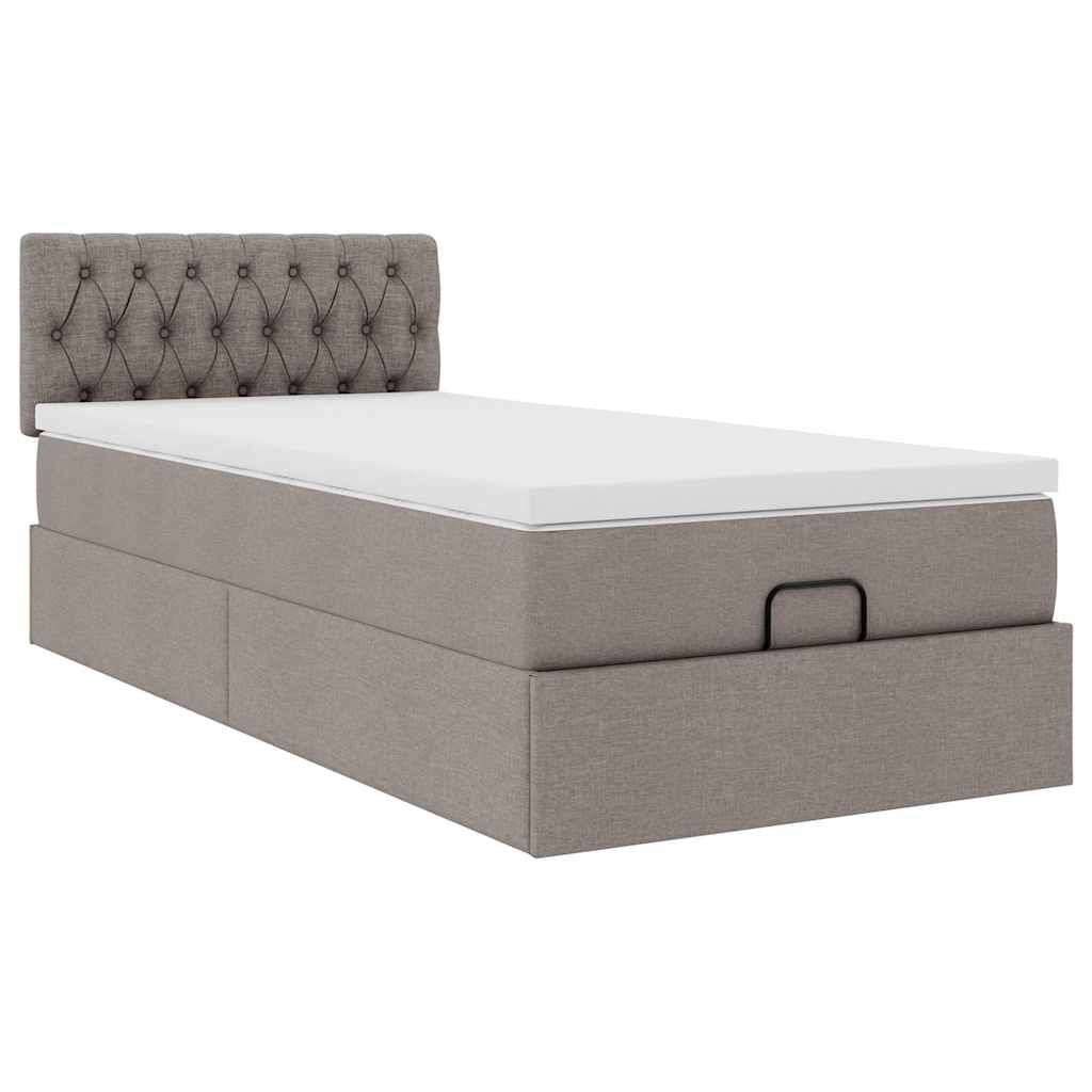 Struttura Letto Pouf con Materasso Tortora 80x200 cm in Tessuto