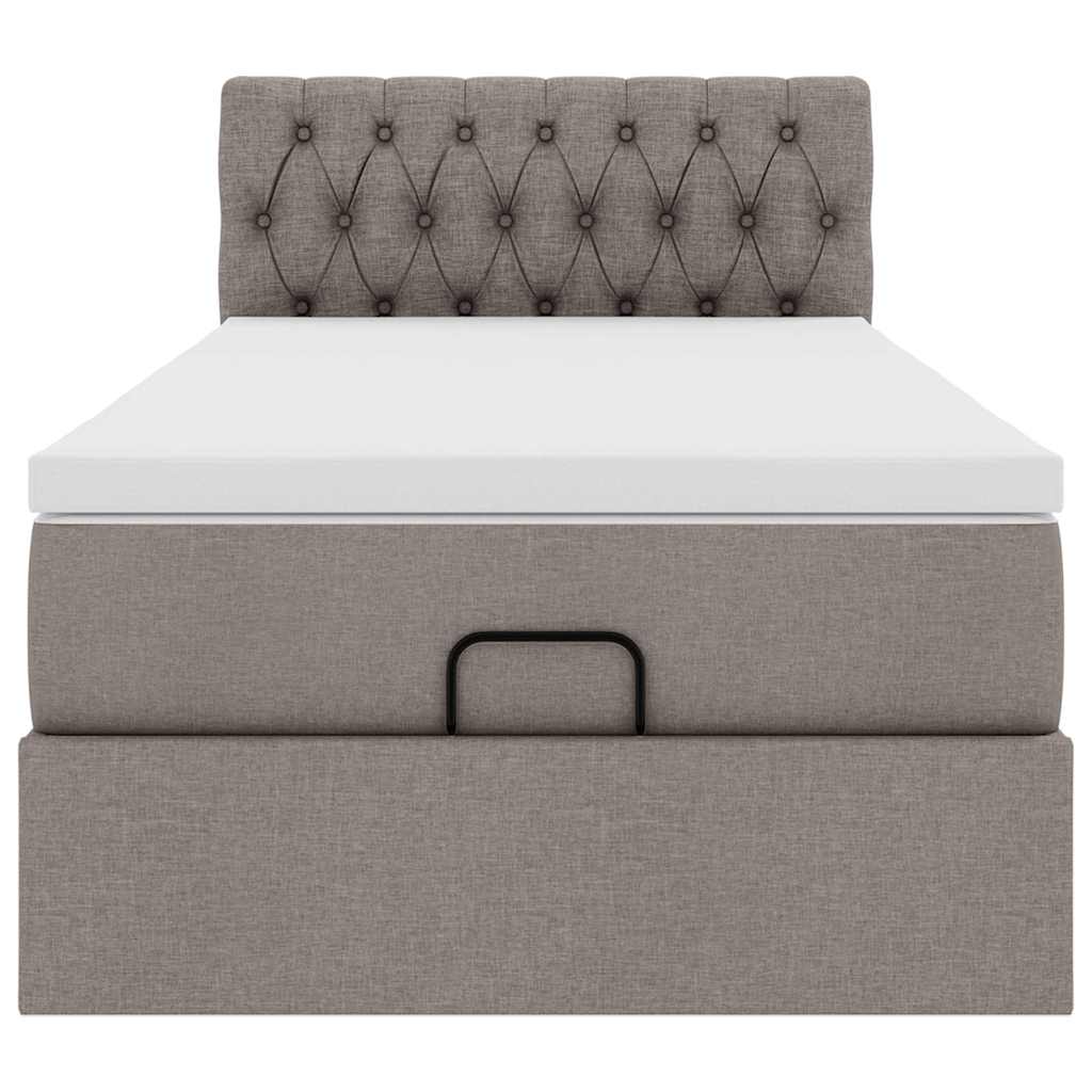 Struttura Letto Pouf con Materasso Tortora 80x200 cm in Tessuto