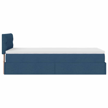 Struttura Letto Pouf con Materasso Blu 80x200 cm in Tessuto
