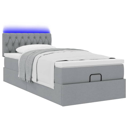 Pouf Letto con Materasso e LED Grigio Chiaro 90x200 cm Tessuto - homemem39